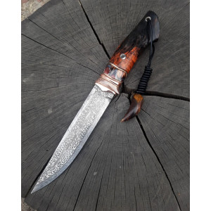 ФЕНІКС ніж ручної роботи майстра студії ножів Павла Гончаренка, замовити купити в Україні, сталь - мозаічний дамаск, 60-61 HRC. Photo 2